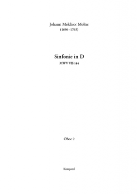 Johann Melchior Molter: Sinfonie in D für zwei Violinen, Viola, zwei Oboen, zwei Fagotte, zwei Hörner (in D), drei Trompeten (in D), Pauken und Basso continuo MWV VII-144 (Einzelstimme: Oboe II)