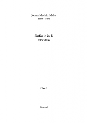 Johann Melchior Molter: Sinfonie in D für zwei Violinen, Viola, zwei Oboen, zwei Fagotte, zwei Hörner (in D), drei Trompeten (in D), Pauken und Basso continuo MWV VII-144 (Einzelstimme: Oboe I)